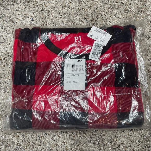 PJ Place Men’s Red Black Thermal Buffalo Plaid Cotton Pajama Set XXL NWT - Picture 2 of 5